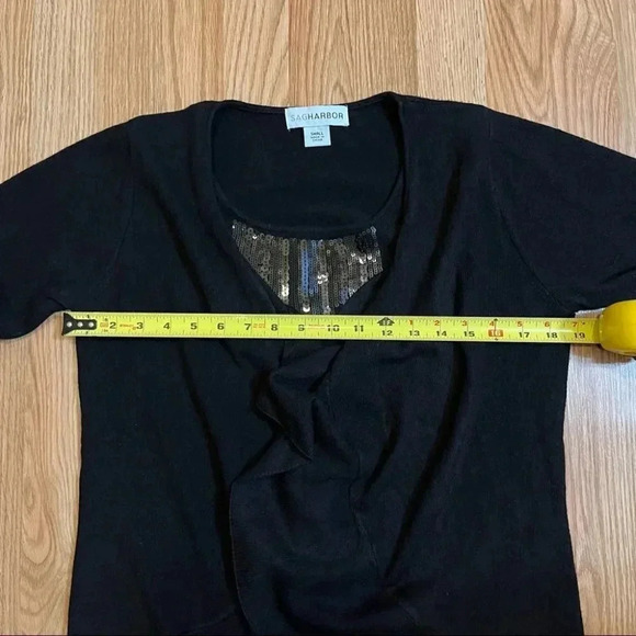 Sag Harbor Women's Size S Sweater Long Sleeves Pullover Cardigan Sequins Black - Picture 9 of 10